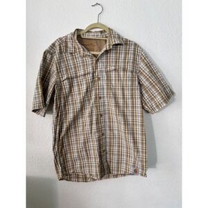 Carhartt Force Mens Vented Plaid Short Sleeve Button Up Shirt Relaxed Fit Size M
